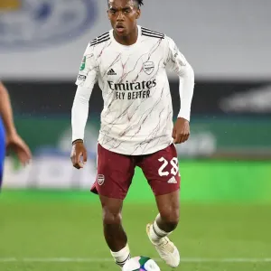 Arsenal's Joe Willock in Action against Leicester City in Carabao Cup Clash