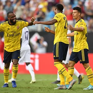 Arsenal's Joe Willock and Alexandre Lacazette Celebrate Goal in 3-0 International Champions Cup Win