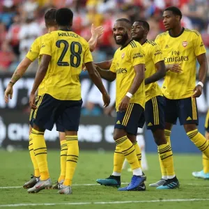 Arsenal FC Print of Joe Willock and Alexandre Lacazette Celebrating Goal Arsenal FC Print of Joe Willock and Alexandre Lacazette Celebrating Goal