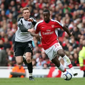 Arsenal's Johan Djourou Dominates David Elm in Arsenal's 4-0 Victory over Fulham, Barclays Premier League, Emirates Stadium, 10/5/10 Arsenal's Johan Djourou Dominates David Elm in Arsenal's 4-0 Victory over Fulham, Barclays Premier League, Emirates Stadium, 10/5/10