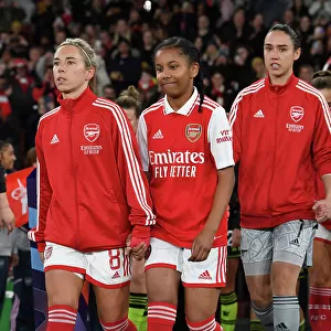 Arsenal's Jordan Nobbs and the Mascot: Sharing a Pre-Match Moment at Emirates Stadium (Arsenal Women vs Manchester United, 2022-23)