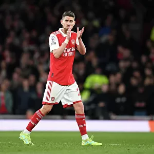 Arsenal's Jorginho Celebrates with Fans Amidst Exciting Arsenal v Chelsea Rivalry (2022-23)