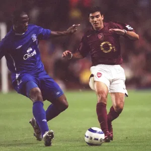 Arsenal's Jose Reyes Scores Against Everton's Joseph Yobo: Arsenal 2:0 Everton, FA Premier League, Highbury, London, September 19, 2005