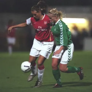 Arsenal's Julie Fleeting Scores against Breidablik's Elin Steinarsdottir in UEFA Cup Quarterfinals (4-1)