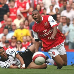 Arsenal's Julio Baptista Celebrates Goal Against Fulham's Lian Rosenior in 3:1 Premiership Victory at Emirates Stadium, London (2007) Arsenal's Julio Baptista Celebrates Goal Against Fulham's Lian Rosenior in 3:1 Premiership Victory at Emirates Stadium, London (2007)