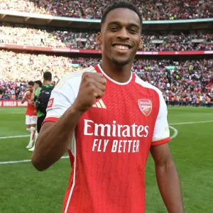 Arsenal's Jurrien Timber at the FA Community Shield: Manchester City vs. Arsenal (2023-24) Arsenal's Jurrien Timber at the FA Community Shield: Manchester City vs. Arsenal (2023-24)