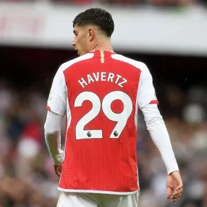 Arsenal's Kai Havertz Focuses Ahead of Arsenal v Fulham Premier League Clash (2023-24)