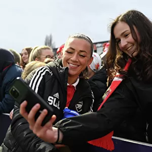 Arsenal's Katie McCabe Celebrates Victory with Fan: Selfie Moment after Arsenal Women's Win over Everton FC