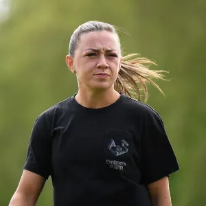 Arsenal's Katie McCabe Checks Kingsmeadow Pitch Ahead of Chelsea Showdown (FA Women's Super League, 2022-23) Arsenal's Katie McCabe Checks Kingsmeadow Pitch Ahead of Chelsea Showdown (FA Women's Super League, 2022-23)