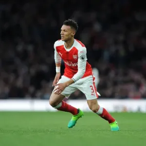 Arsenal's Kieran Gibbs in Action during the Arsenal vs. Leicester City Premier League Match, 2016-17 Arsenal's Kieran Gibbs in Action during the Arsenal vs. Leicester City Premier League Match, 2016-17