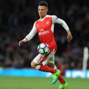 Arsenal's Kieran Gibbs in Action Against Leicester City (2016-17) Arsenal's Kieran Gibbs in Action Against Leicester City (2016-17)