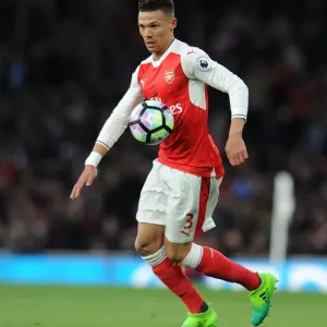 Arsenal's Kieran Gibbs in Action Against Leicester City (2016-17) Arsenal's Kieran Gibbs in Action Against Leicester City (2016-17)