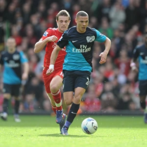 Arsenal's Kieran Gibbs Outmaneuvers Liverpool's Jordan Henderson in 2011-12 Premier League Clash