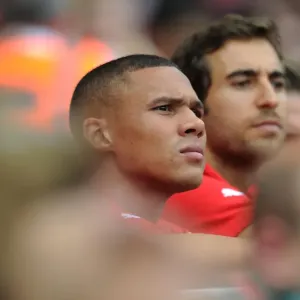 Arsenal's Kieran Gibbs Prepares for Arsenal v Benfica at Emirates Cup 2014-15 Arsenal's Kieran Gibbs Prepares for Arsenal v Benfica at Emirates Cup 2014-15