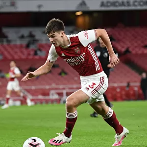 Arsenal's Kieran Tierney in Action at Empty Emirates: Arsenal vs. Leicester City (Premier League, October 2020)