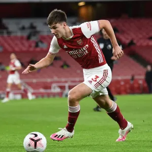 Arsenal's Kieran Tierney in Action at Empty Emirates: Arsenal vs. Leicester City (Premier League, October 2020)