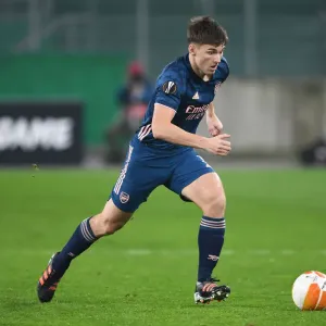 Arsenal's Kieran Tierney in Action against Rapid Vienna in UEFA Europa League