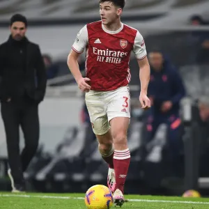 Arsenal's Kieran Tierney in Action against Tottenham Hotspur in the Premier League, London 2020 Arsenal's Kieran Tierney in Action against Tottenham Hotspur in the Premier League, London 2020