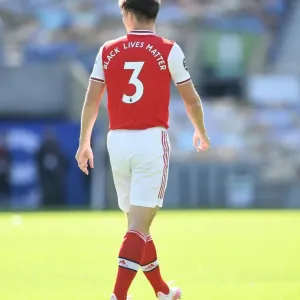 Arsenal's Kieran Tierney in Empty American Express Community Stadium: Brighton vs Arsenal, Premier League 2019-2020