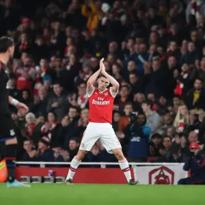 Arsenal's Kieran Tierney Applauds Fans in Arsenal vs Crystal Palace Match, 2019-20 Premier League
