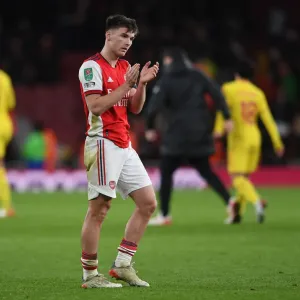 Arsenal's Kieran Tierney Celebrates Carabao Cup Semi-Final Victory Over Liverpool Arsenal's Kieran Tierney Celebrates Carabao Cup Semi-Final Victory Over Liverpool