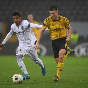 Arsenal's Kieran Tierney Clashes with Marcus Edwards in Europa League Battle Arsenal's Kieran Tierney Clashes with Marcus Edwards in Europa League Battle