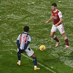 Arsenal's Kieran Tierney Clashes with Matheus Pereira in West Bromwich Albion vs Arsenal Premier League Match