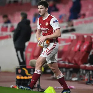 Arsenal's Kieran Tierney in Europa League Action: Arsenal vs Olympiacos (Behind Closed Doors) Arsenal's Kieran Tierney in Europa League Action: Arsenal vs Olympiacos (Behind Closed Doors)
