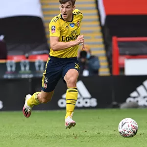 Arsenal's Kieran Tierney in FA Cup Quarterfinal Action against Sheffield United