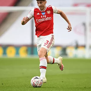 Arsenal's Kieran Tierney in FA Cup Semi-Final Action Against Manchester City