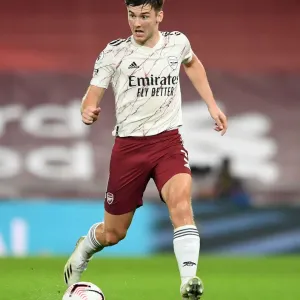 Arsenal's Kieran Tierney Print at Anfield Empty Stands Arsenal's Kieran Tierney Print at Anfield Empty Stands
