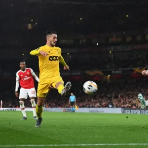 Arsenal's Kieran Tierney Faces Off Against Standard Liege's Aleksandar Beljevic in Europa League Clash