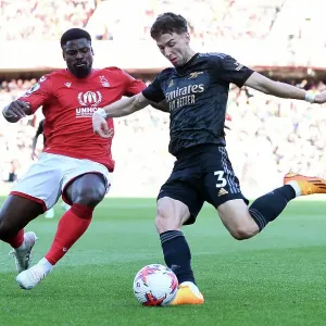 Arsenal's Kieran Tierney Goes Head-to-Head with Nottingham Forest: Premier League Showdown, May 2023