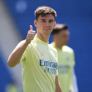 Arsenal's Kieran Tierney Readies Up at Empty Brighton Stadium, Premier League 2019-2020