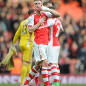 Arsenal's Koscielny Celebrates Goal Against West Ham in Premier League 2014-15