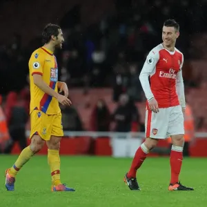 Arsenal's Koscielny and Flamini Share a Moment After Arsenal v Crystal Palace Match, 2016-17 Arsenal's Koscielny and Flamini Share a Moment After Arsenal v Crystal Palace Match, 2016-17