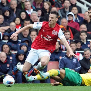 Arsenal's Koscielny Fouls by Norwich's Jackson in 2011-12 Premier League Clash