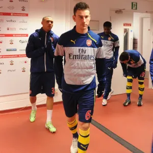 Arsenal's Koscielny in the Tunnel: Focus and Determination Before Southampton Showdown (2014-15)