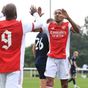 Arsenal's Lacazette and Aubameyang Celebrate Goal in Arsenal v Millwall Pre-Season Friendly Arsenal's Lacazette and Aubameyang Celebrate Goal in Arsenal v Millwall Pre-Season Friendly