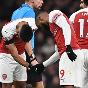 Arsenal's Lacazette and Aubameyang Celebrate Goals Against Fulham in Premier League Clash (January 2019)