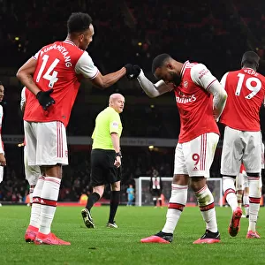 Arsenal's Lacazette and Aubameyang Celebrate Goals Against Newcastle United (2019-20)