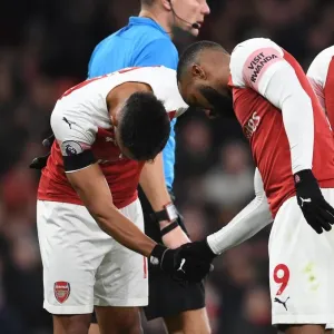 Arsenal's Lacazette and Aubameyang Celebrate Goals Against Fulham in Premier League Clash (January 2019)