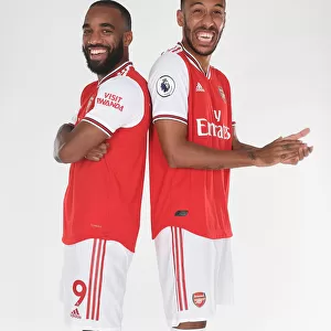 Arsenal's Lacazette and Aubameyang Unite at 2019-2020 Arsenal Photocall