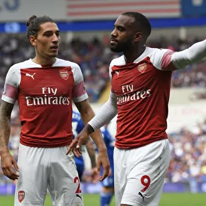 Arsenal's Lacazette and Bellerin: Triumphant Moment after Scoring Third Goal vs. Cardiff City