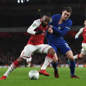 Arsenal's Lacazette Clashes with Chelsea's Christensen in Carabao Cup Semi-Final Showdown Arsenal's Lacazette Clashes with Chelsea's Christensen in Carabao Cup Semi-Final Showdown