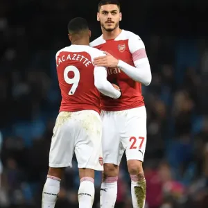 Arsenal's Lacazette and Mavropanos Reunite after Manchester City Clash - Premier League 2018-19