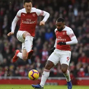 Arsenal's Lacazette and Ozil in Action: Arsenal FC vs Burnley FC, Premier League 2018-19