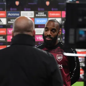 Arsenal's Lacazette Post-Match Interview: Empty Emirates Stadium, Arsenal v Liverpool (2019-20) Arsenal's Lacazette Post-Match Interview: Empty Emirates Stadium, Arsenal v Liverpool (2019-20)