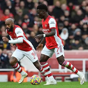 Arsenal's Lacazette and Saka in Action against Brentford, Premier League 2021-22
