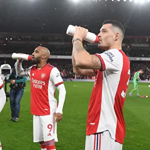 Arsenal's Lacazette and Xhaka Prepare for Arsenal v Liverpool Clash (2021-22)
